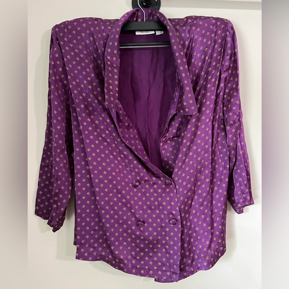 VTG Victoria's Secret Gold Label Purple Satin pajama set size Medium